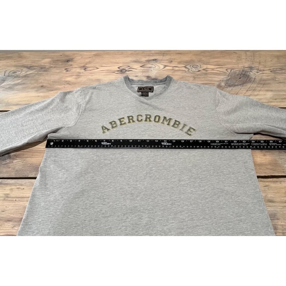 Y2K Abercrombie & Fitch V-Neck T-Shirt Mens XL Gray Spellout Heavyweight - Picture 5 of 6
